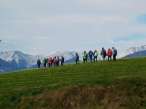 Blick auf die schneebedeckten Berge